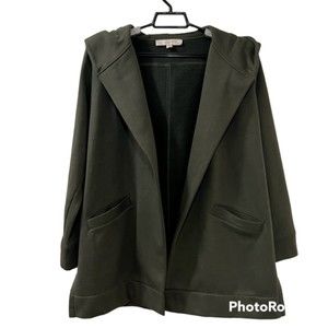 Loft Womens Green Open Front Hooded Fleece jacket